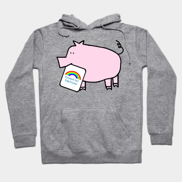 Essential Employee Rainbow and Pig Hoodie by ellenhenryart